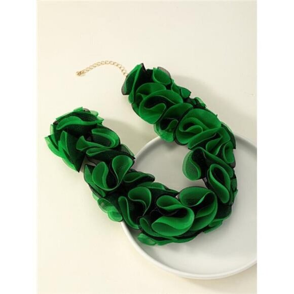 Seeing Green Women's Flower Decor Choker Necklace - Picture 4 of 7